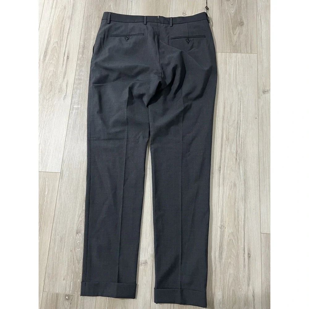 Polo Ralph Lauren Dress Pants Mens 34-33 Grey Wool Blend Flat Front Stretch NWT